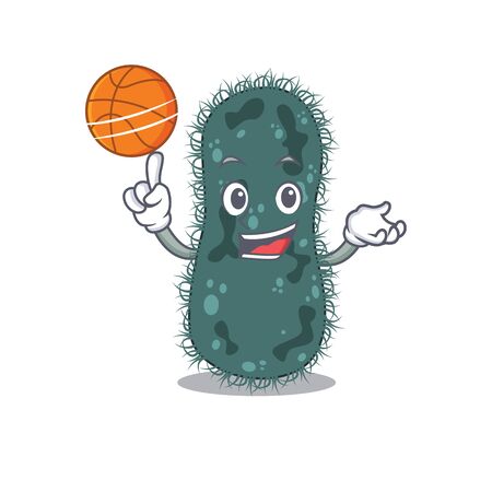 Sporty cartoon mascot design of thermotogae with basketball. Vector illustrationのイラスト素材
