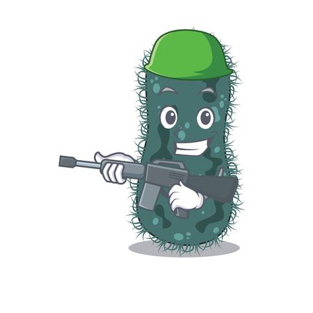 A cartoon picture of Army thermotogae holding machine gunのイラスト素材