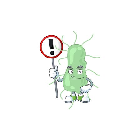 Caricature picture of salmonella holding a sign. Vector illustrationのイラスト素材