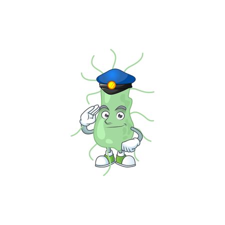 A dedicated Police officer of salmonella cartoon drawing concept. Vector illustrationのイラスト素材