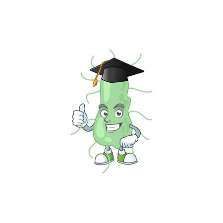 Happy face Mascot design concept of salmonella wearing a Graduation hat. Vector illustrationのイラスト素材