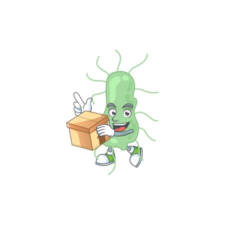 cartoon design style of salmonella having gift box. Vector illustrationのイラスト素材