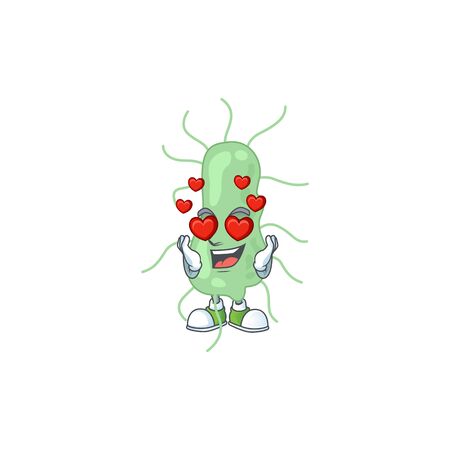 An adorable salmonella cartoon mascot style with a falling in love face. Vector illustrationのイラスト素材