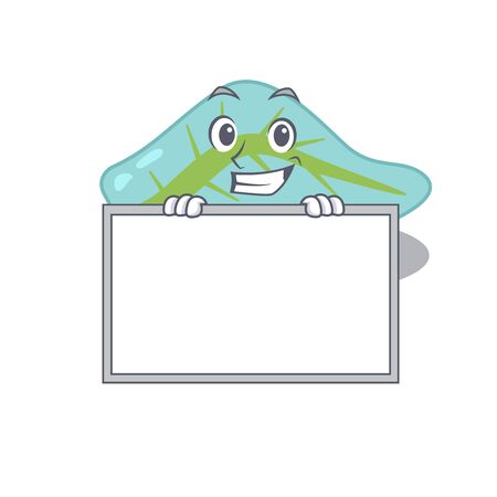 Pancreas cartoon design style standing behind a board. illustrationのイラスト素材