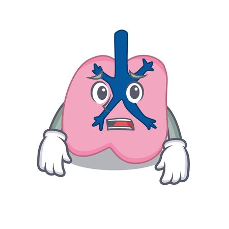 Cartoon design style of lung having worried face. Vector illustrationのイラスト素材