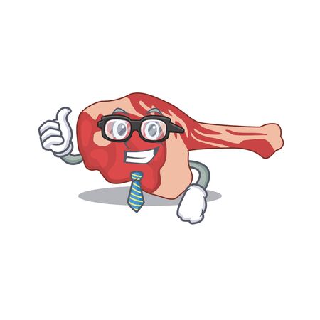 cartoon drawing of leg of lamb Businessman wearing glasses and tie. Vector illustrationのイラスト素材