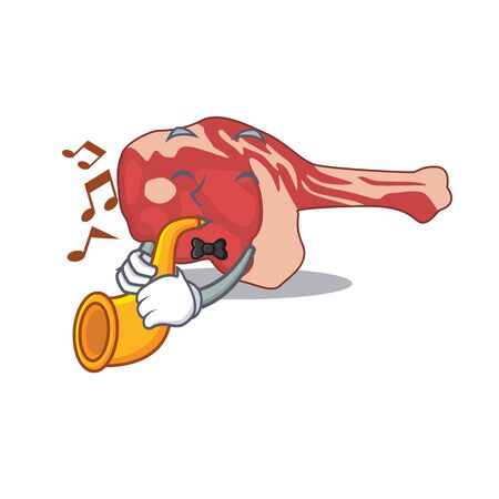 leg of lamb musician of cartoon design playing a trumpet. Vector illustrationのイラスト素材