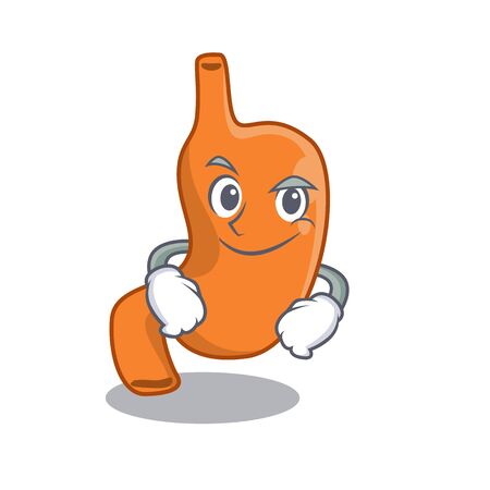 A cute arrogant caricature design of stomach having confident gestureのイラスト素材