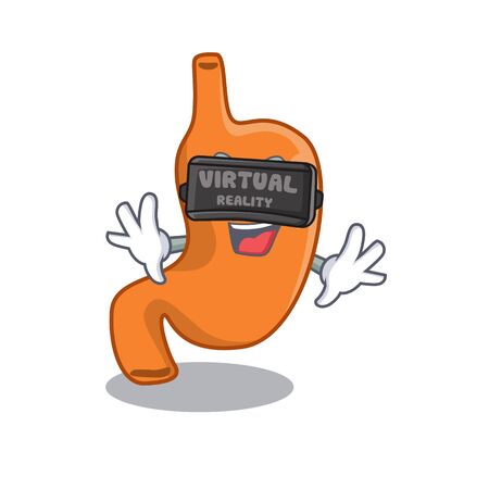 A cartoon image of stomach using modern Virtual Reality headsetのイラスト素材