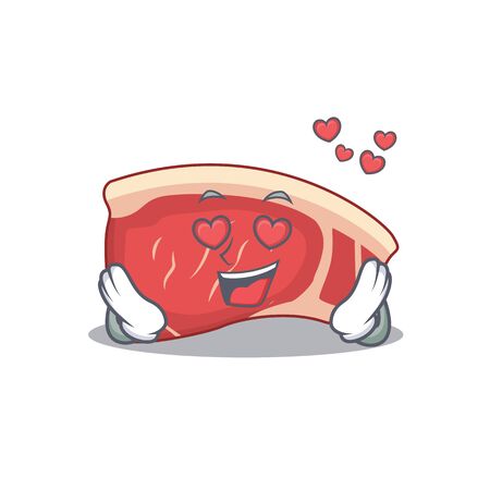 Romantic sirloin cartoon character has a falling in love eyesのイラスト素材