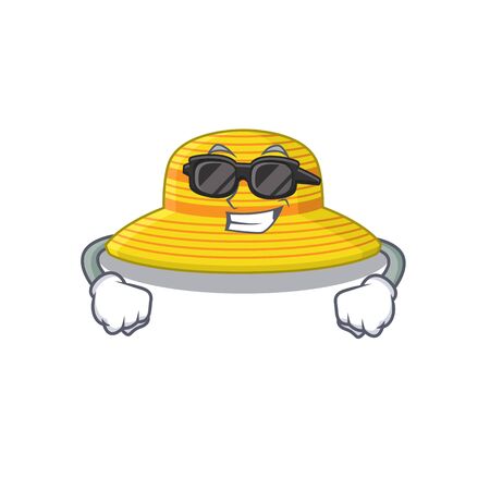 cartoon character of summer hat wearing classy black glasses. Vector illustrationのイラスト素材