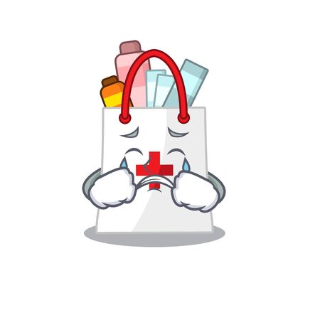 Caricature design of drug shopping bag having a sad face. Vector illustrationのイラスト素材