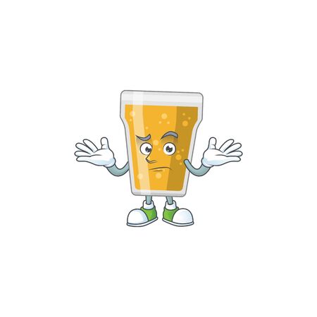 A cartoon image of mug of beer in smirking face. Vector illustrationのイラスト素材