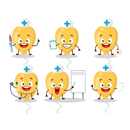 Doctor profession emoticon with yellow baloon cartoon characterのイラスト素材