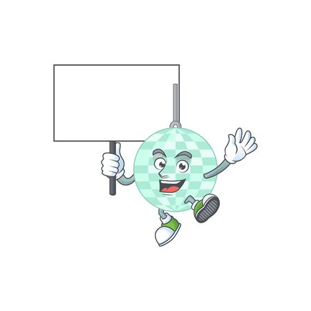 Cute disco ball mascot design smiley with rise up a boardのイラスト素材