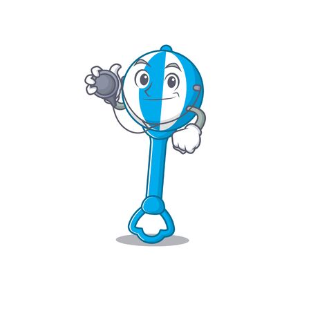 Smiley doctor cartoon character of rattle toy with toolsのイラスト素材