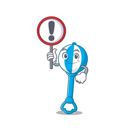 A cartoon icon of rattle toy with a exclamation sign boardのイラスト素材