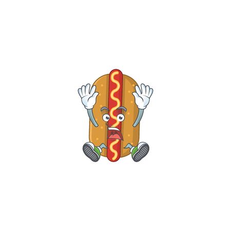 cartoon character design of hotdog having shocking gesture. Vector illustrationのイラスト素材
