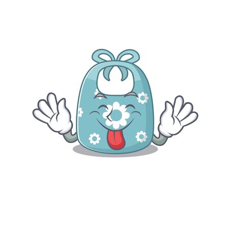 Funny baby apron cartoon design with tongue out faceのイラスト素材