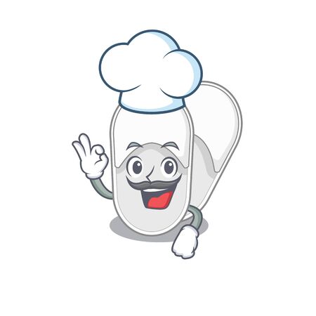 Talented hotel slippers chef cartoon drawing wearing chef hatのイラスト素材