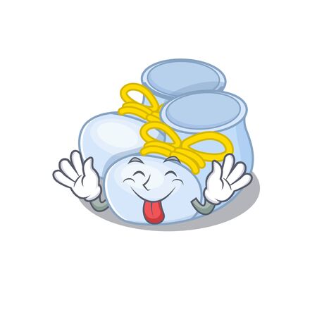 Funny baby boy boots cartoon design with tongue out face. Vector illustrationのイラスト素材