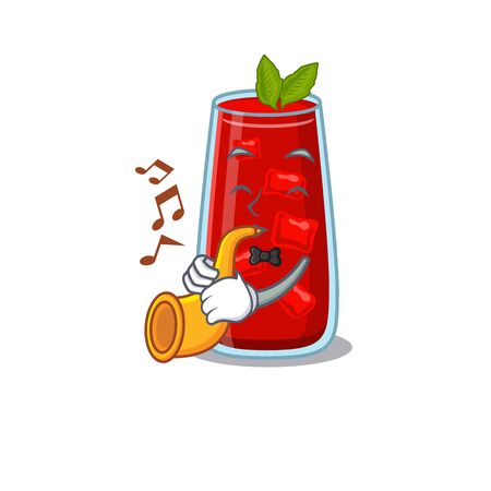 Bloody mary cocktail musician of cartoon design playing a trumpetのイラスト素材