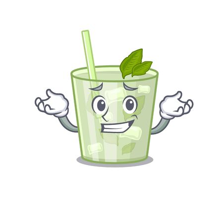 A cute picture of grinning mojito lemon cocktail caricature characterのイラスト素材
