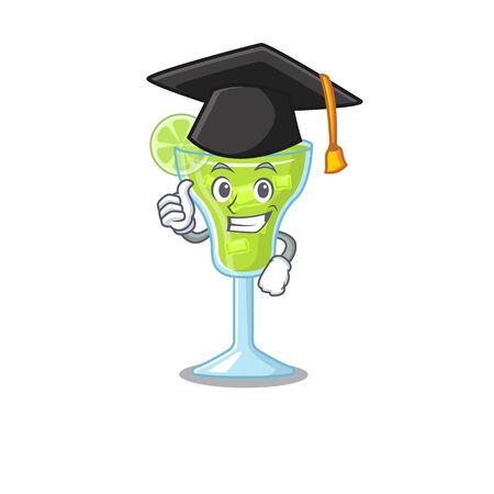 Happy proud of margarita cocktail caricature design with hat for graduation ceremonyのイラスト素材