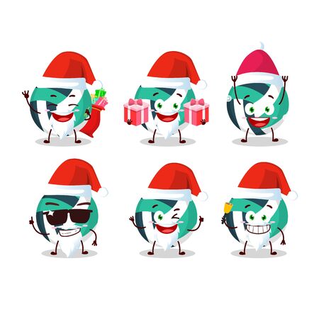 Santa Claus emoticons with volley ball cartoon characterのイラスト素材