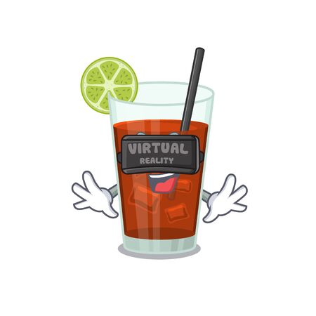 A cartoon image of cuba libre cocktail using modern Virtual Reality headset. Vector illustrationのイラスト素材