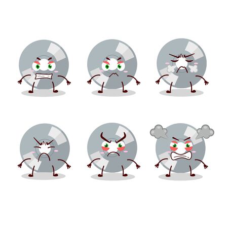 Compact disk cartoon character with various angry expressions.Vector illustrationのイラスト素材