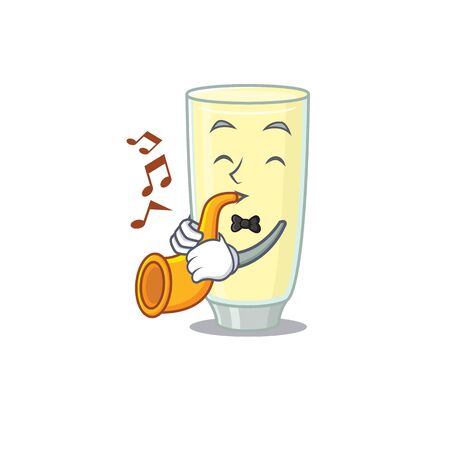 Screaming orgasm cocktail musician of cartoon design playing a trumpet.Vector illustrationのイラスト素材
