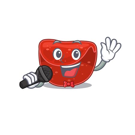 cartoon character of meatloaf sing a song with a microphone. Vector illustrationのイラスト素材