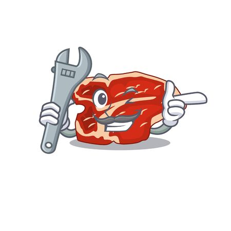 A caricature design concept of T-bone working as a mechanic. Vector illustrationのイラスト素材