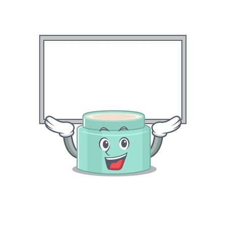 Caricature character of lipbal msucceed lift up a board. Vector illustrationのイラスト素材