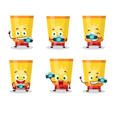 Photographer profession emoticon with sun block cartoon character.Vector illustrationのイラスト素材