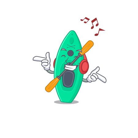 A Caricature design style of canoe listening music on headphone. Vector illustrationのイラスト素材