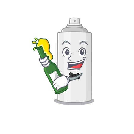 A caricature design style of hair spray cheers with a bottle of wine. Vector illustrationのイラスト素材