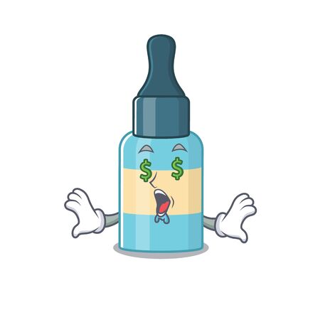 happy rich cartoon concept of hair oil with money eyes. Vector illustrationのイラスト素材