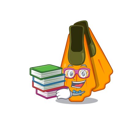 Swim fins student mascot design read many books when study at homeのイラスト素材