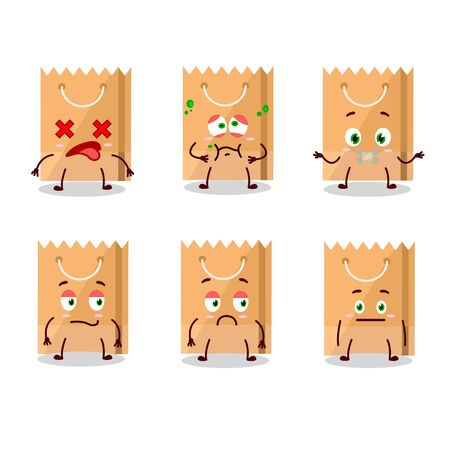 Grocery bag cartoon character with nope expression. Vector illustrationのイラスト素材