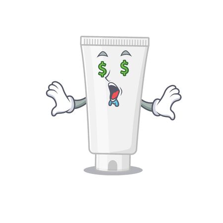 happy rich cartoon concept of shower gel with money eyes. Vector illustrationのイラスト素材