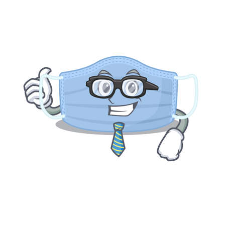 cartoon drawing of surgical mask Businessman wearing glasses and tieのイラスト素材
