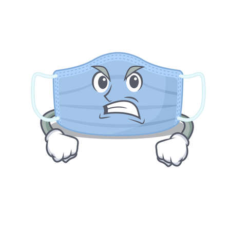 A cartoon picture of surgical mask showing an angry faceのイラスト素材