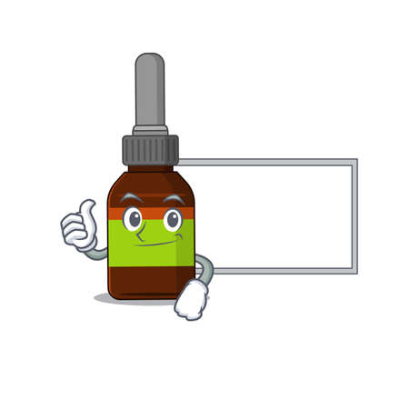 Liquid bottle Caricature character design style with a white boardのイラスト素材