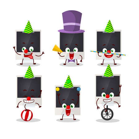 Cartoon character of black photo frame with various circus shows. Vector illustrationのイラスト素材