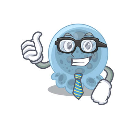 cartoon mascot style of pasteurella Businessman with glasses and tieのイラスト素材