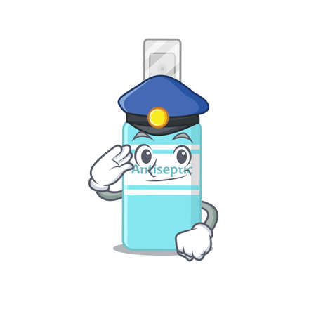 A handsome Police officer cartoon picture of antiseptic with a blue hatのイラスト素材