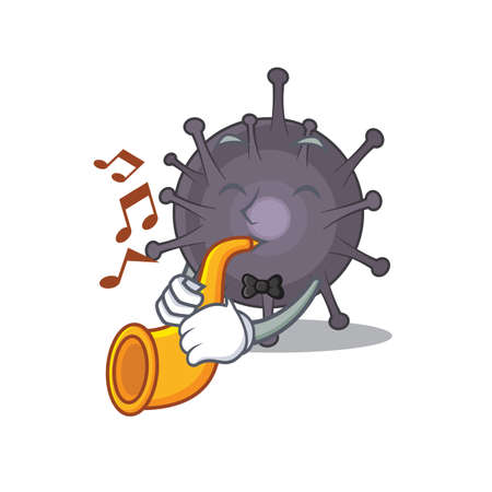 Salmonella musician of cartoon picture playing a trumpet on stageのイラスト素材