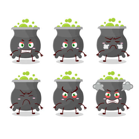 Cauldron cartoon character with various angry expressionsのイラスト素材